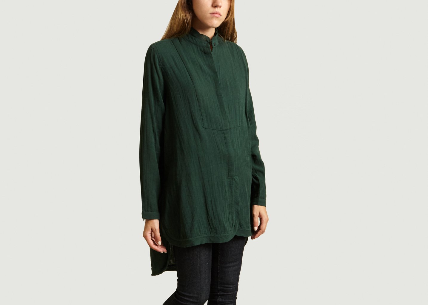 L'exception Blouse Longue Coton Vert Foncé Mes Demoiselles