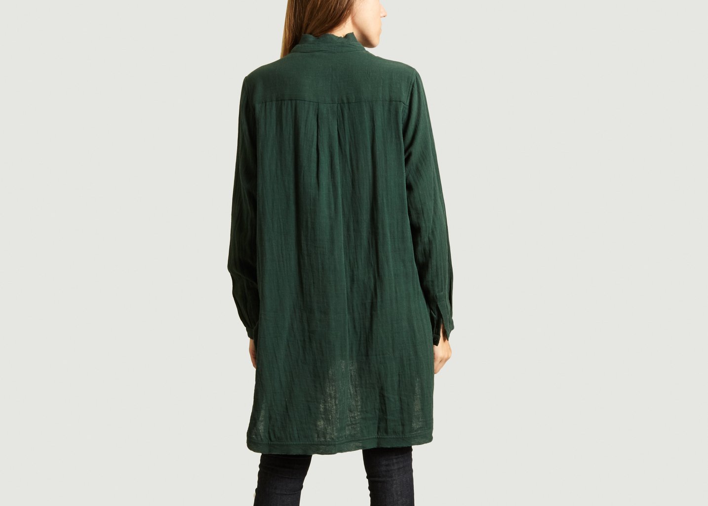 L'exception Blouse Longue Coton Vert Foncé Mes Demoiselles