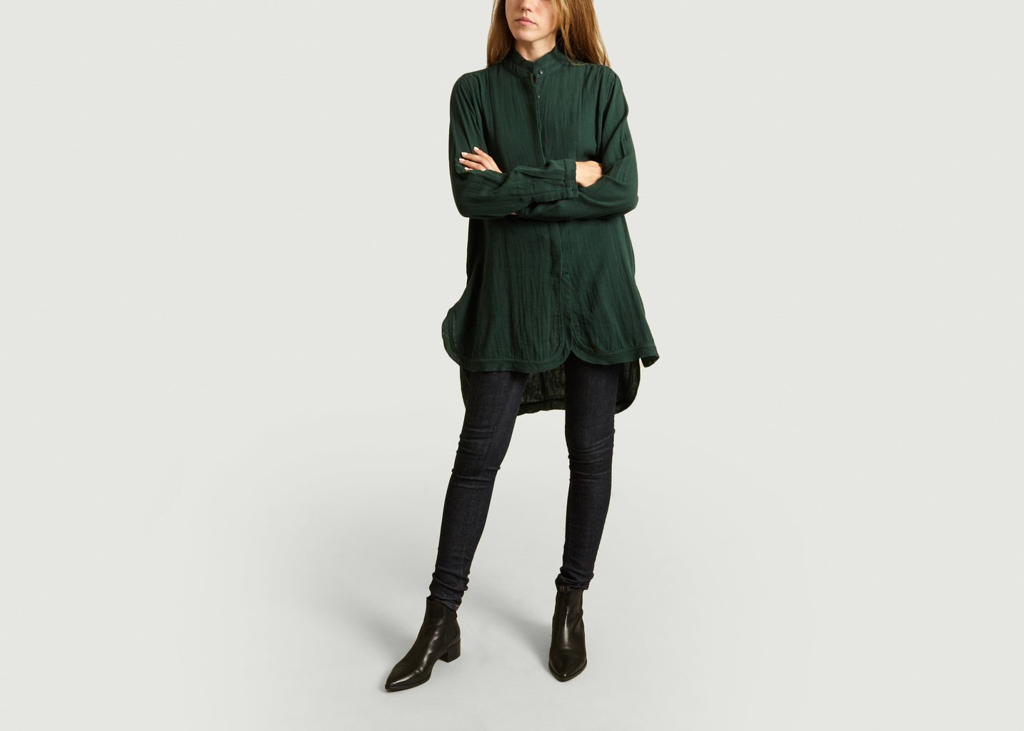 L'exception Blouse Longue Coton Vert Foncé Mes Demoiselles