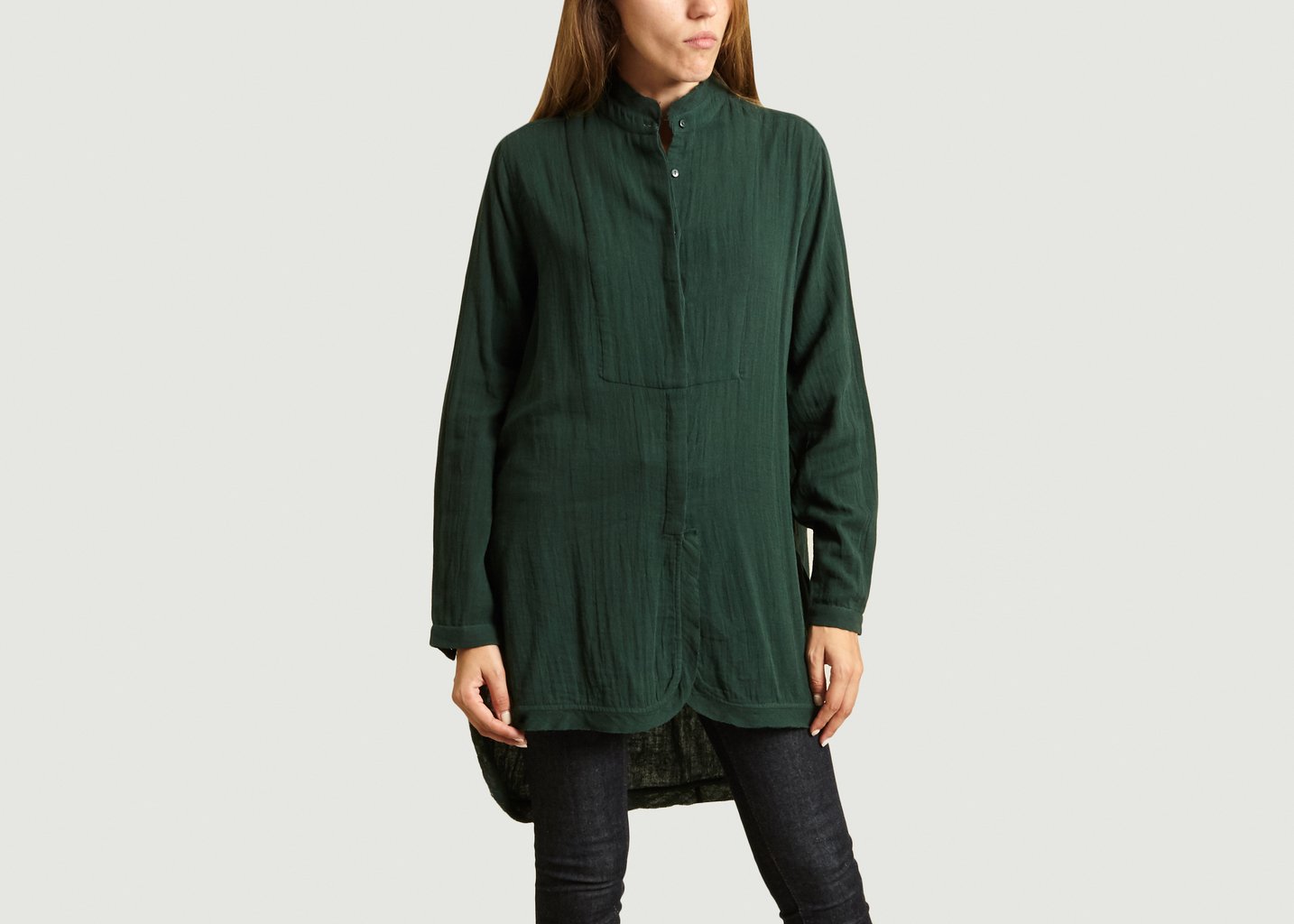 l'exception Blouse Longue Coton Vert Foncé Mes Demoiselles