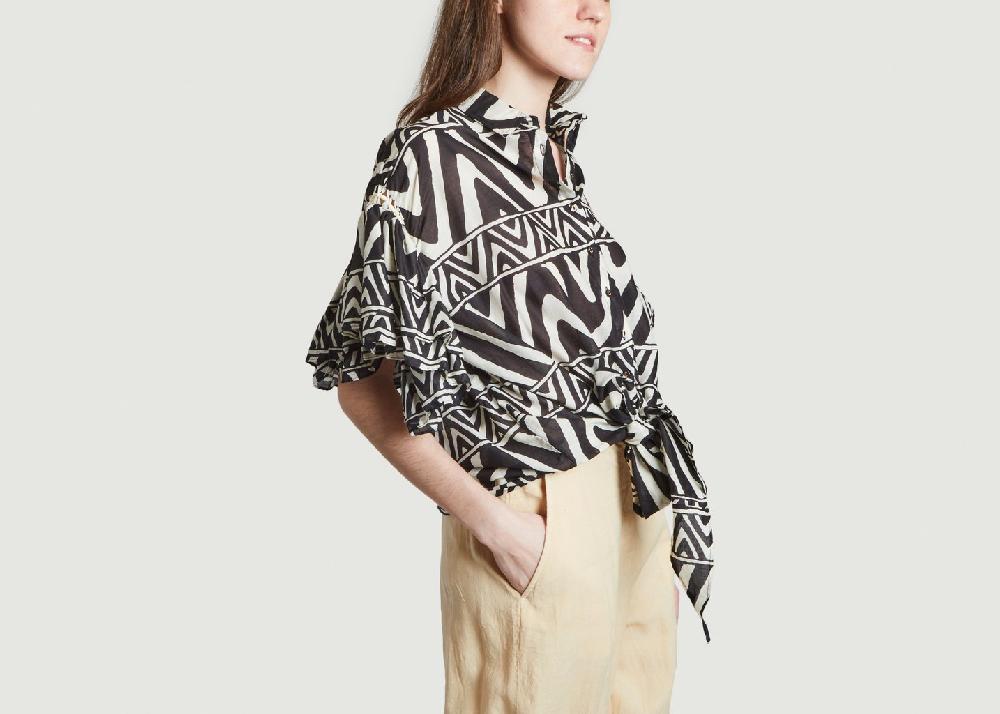 L'exception Blouse Motif Géométrique Nouée Acusaka Noir Mes Demoiselles