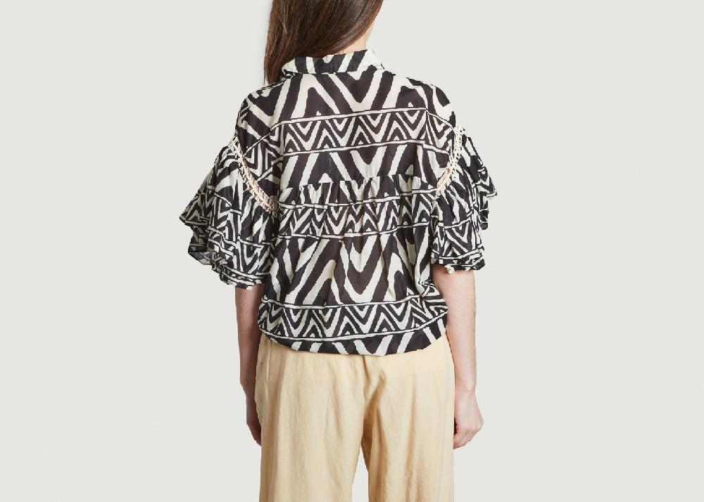 L'exception Blouse Motif Géométrique Nouée Acusaka Noir Mes Demoiselles