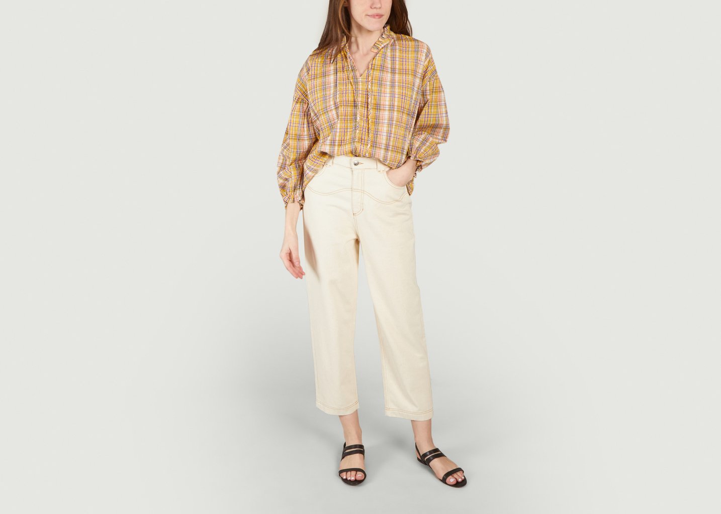 L'exception Blouse Oversize à Carreaux Olivia Andrea Orange The New Society