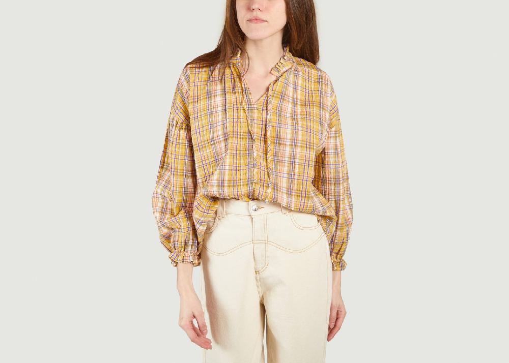 l'exception Blouse oversize à carreaux Olivia Andrea Orange The new society