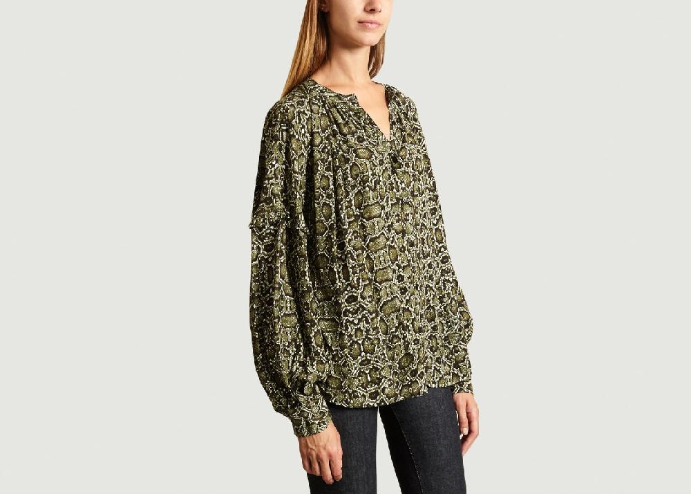 L'exception Blouse Oversize Motif Serpent Tubin Khaki Essentiel Antwerp