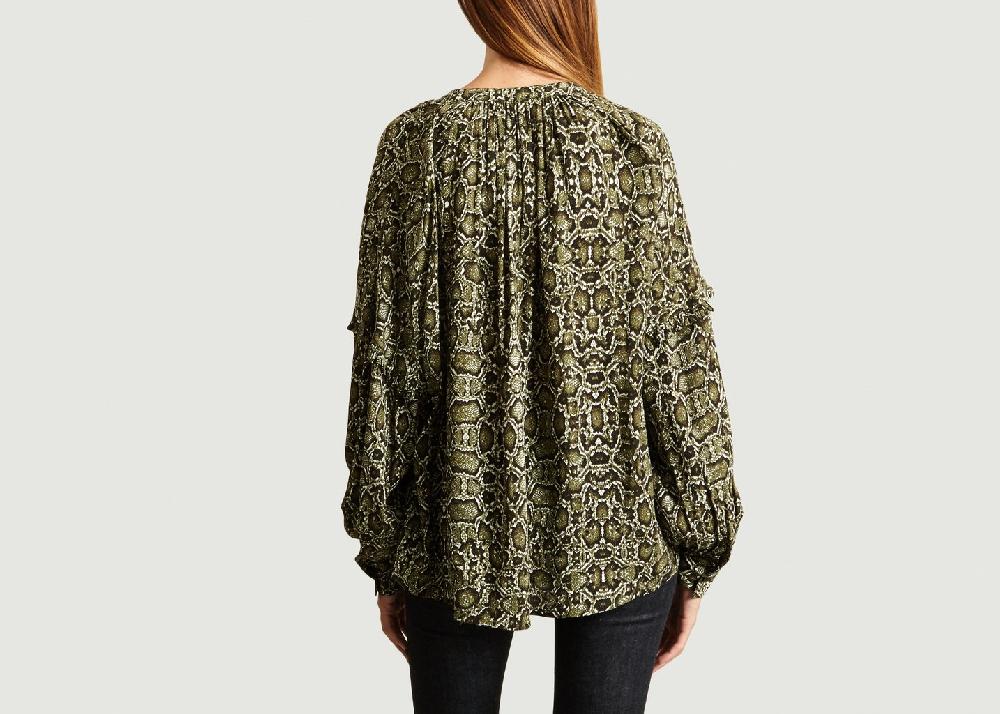 L'exception Blouse Oversize Motif Serpent Tubin Khaki Essentiel Antwerp