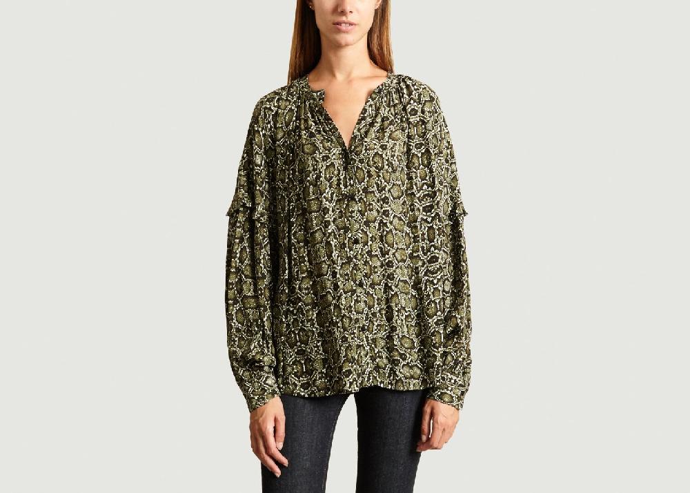l'exception Blouse Oversize Motif Serpent Tubin Khaki Essentiel Antwerp