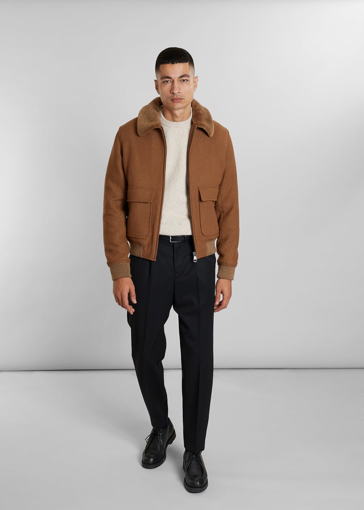 L'exception Blouson Aviateur Col Mouton Laine Fabriquée En France Caramel L'Exception Paris