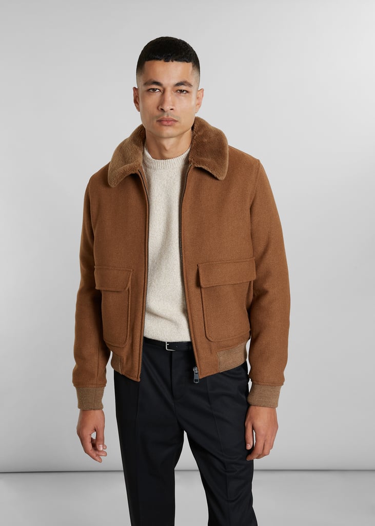 l'exception Blouson aviateur col mouton laine fabriquée en France Caramel L'Exception Paris