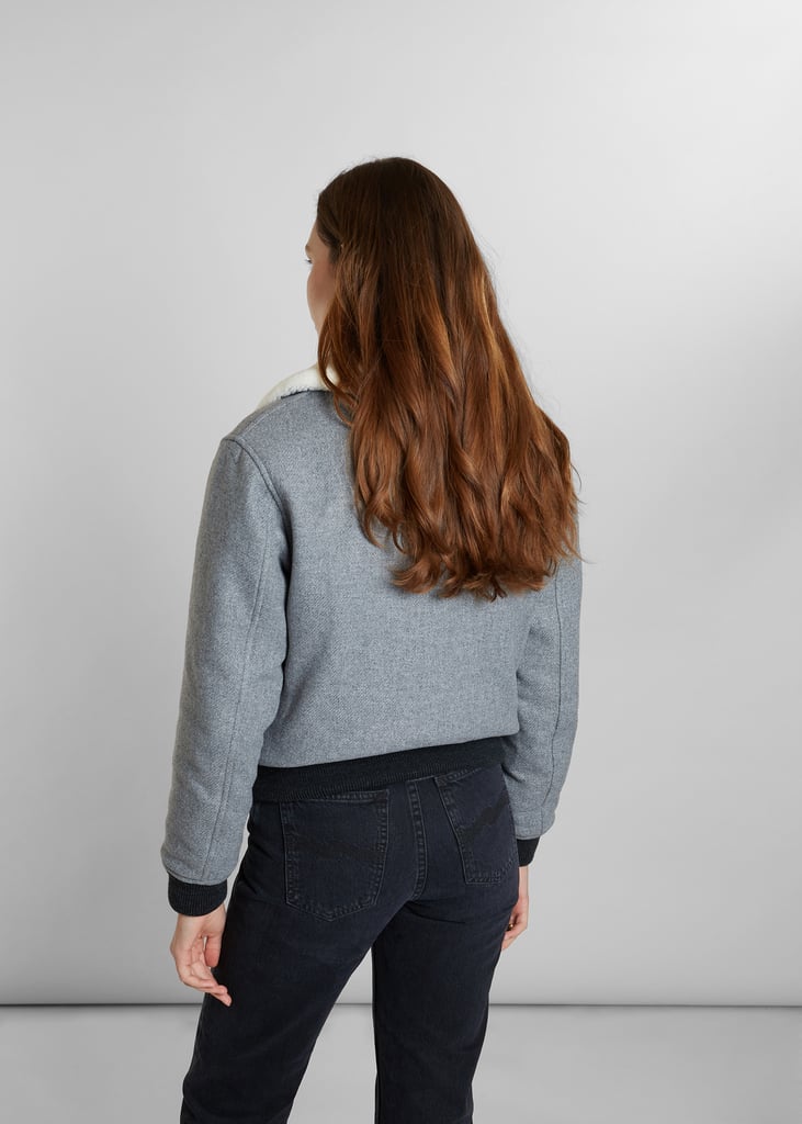 L'exception Blouson Col Effet Mouton En Laine Fabriqué En France Gris Léger L'Exception Paris
