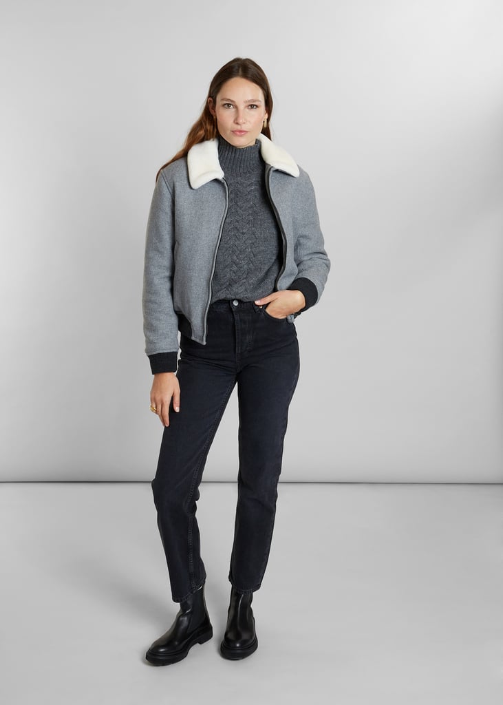 L'exception Blouson Col Effet Mouton En Laine Fabriqué En France Gris Léger L'Exception Paris