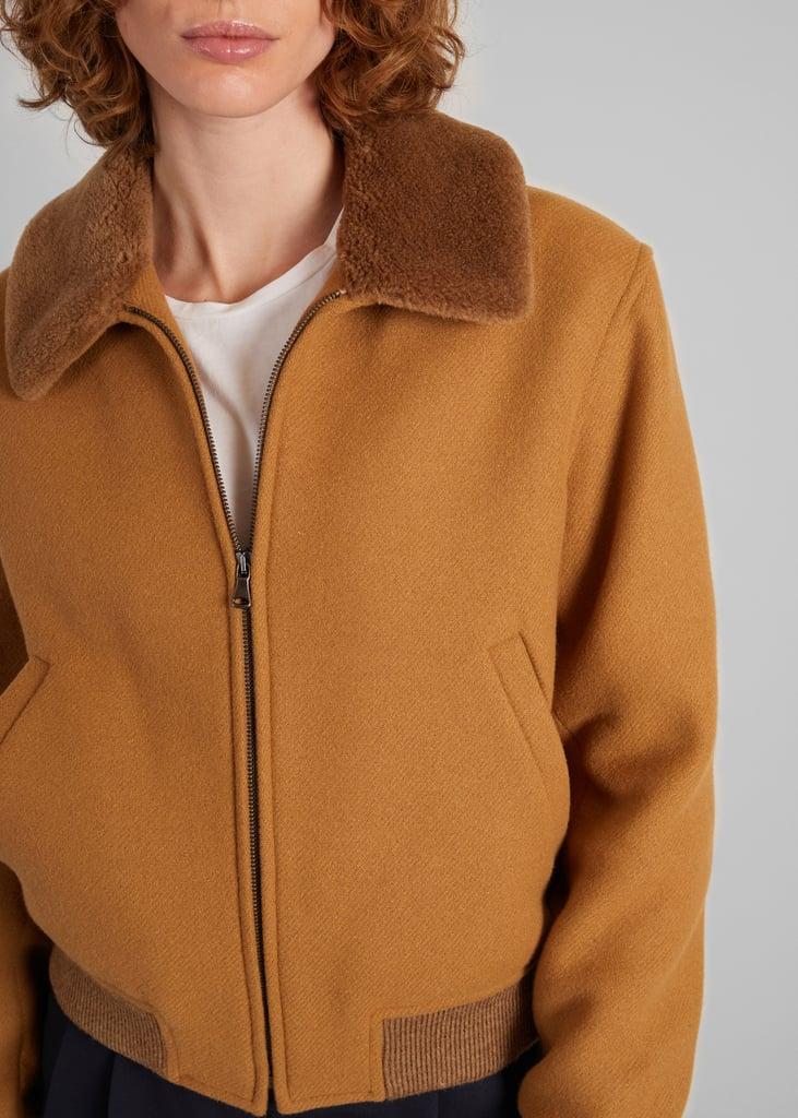 L'exception Blouson Col Effet Mouton En Laine Vierge Camel L'Exception Paris