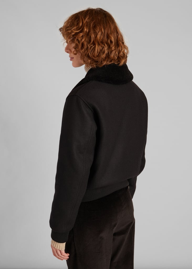 L'exception Blouson Col Effet Mouton En Laine Vierge Noir L'Exception Paris