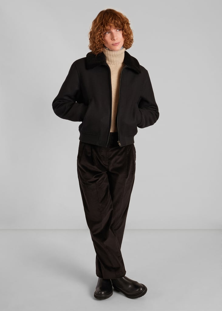 L'exception Blouson Col Effet Mouton En Laine Vierge Noir L'Exception Paris