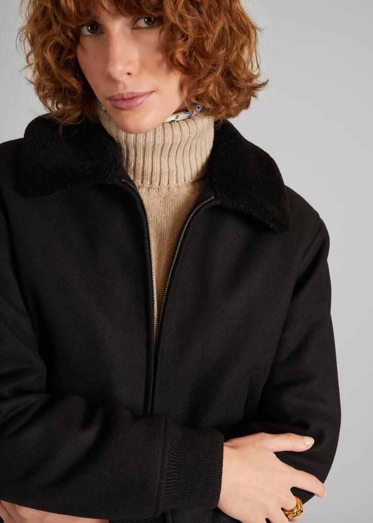 L'exception Blouson Col Effet Mouton En Laine Vierge Noir L'Exception Paris
