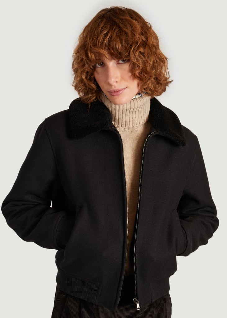 l'exception Blouson col effet mouton en laine vierge Noir L'Exception Paris