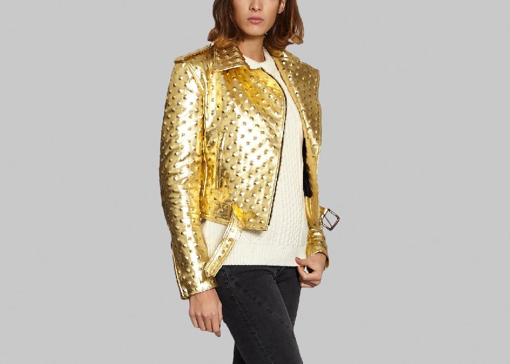 L'exception Blouson Cuir Elvis Or Ines Olympe Mercadal