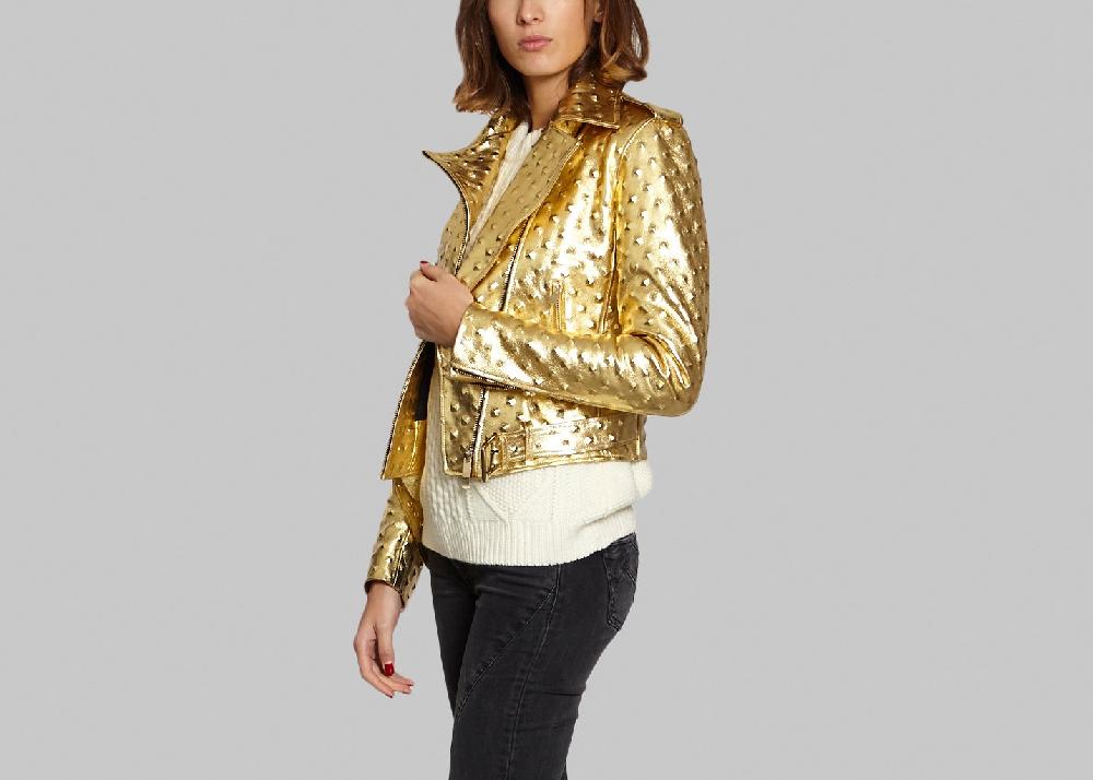 L'exception Blouson Cuir Elvis Or Ines Olympe Mercadal