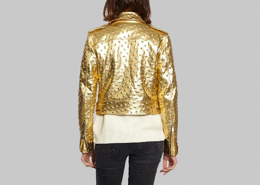 L'exception Blouson Cuir Elvis Or Ines Olympe Mercadal
