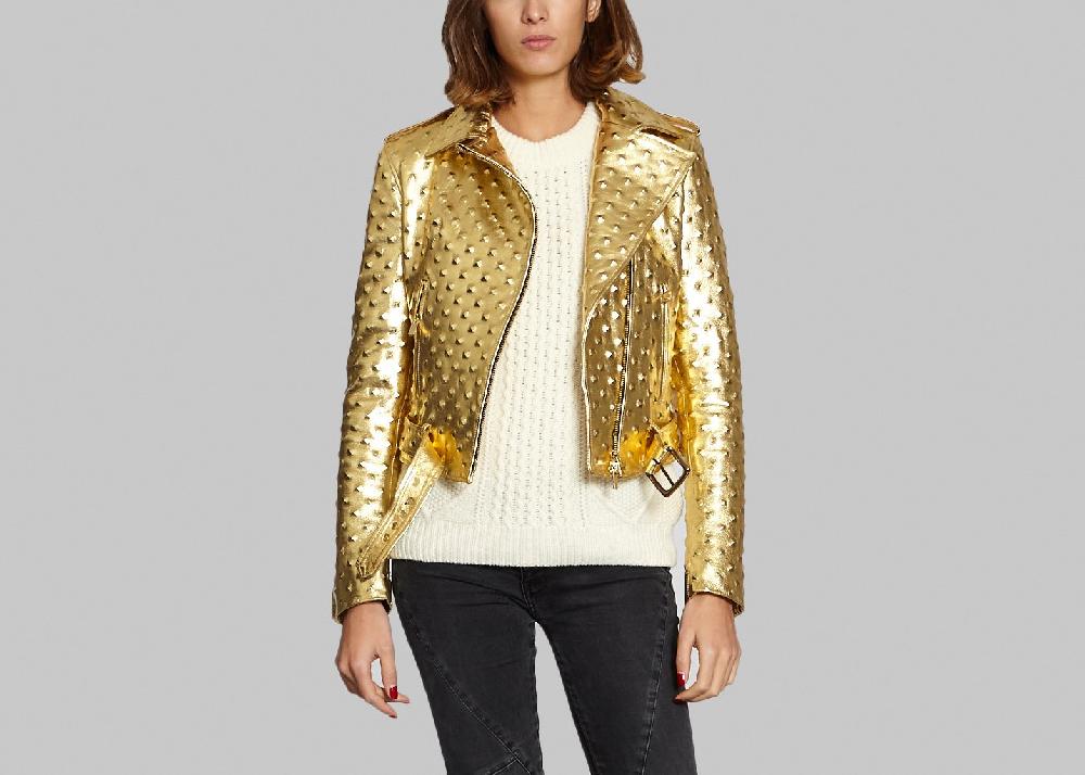 l'exception Blouson Cuir Elvis Or Ines Olympe Mercadal
