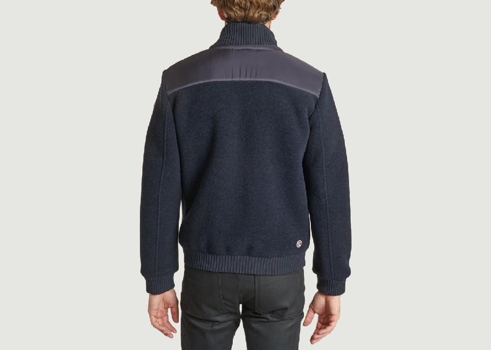 L'exception Blouson Droit Bi Matière Bleu Marine Colmar