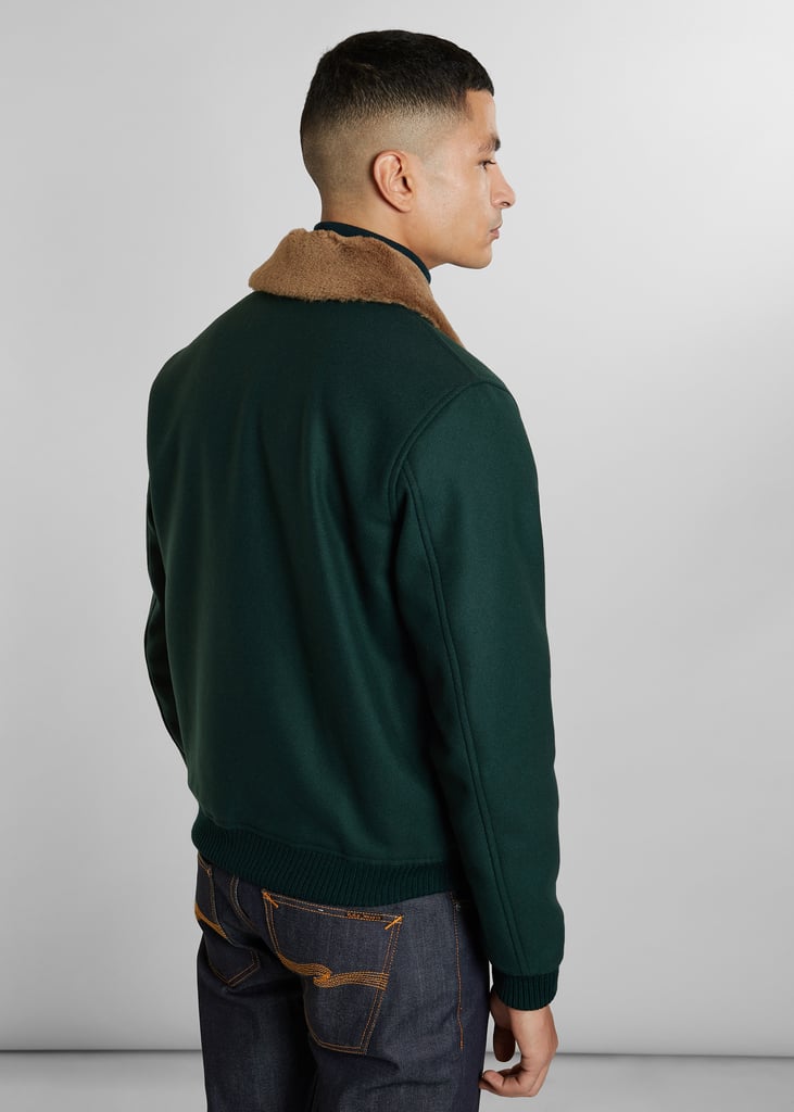 L'exception Blouson Effet Col Mouton En Laine Vierge Fabriqué En France Vert Foncé L'Exception Paris
