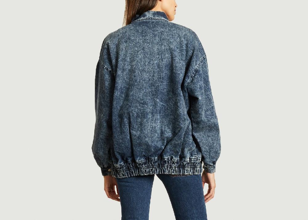L'exception Blouson Henri En Denim Poches En Fourrure Rose Denim Fête Impériale