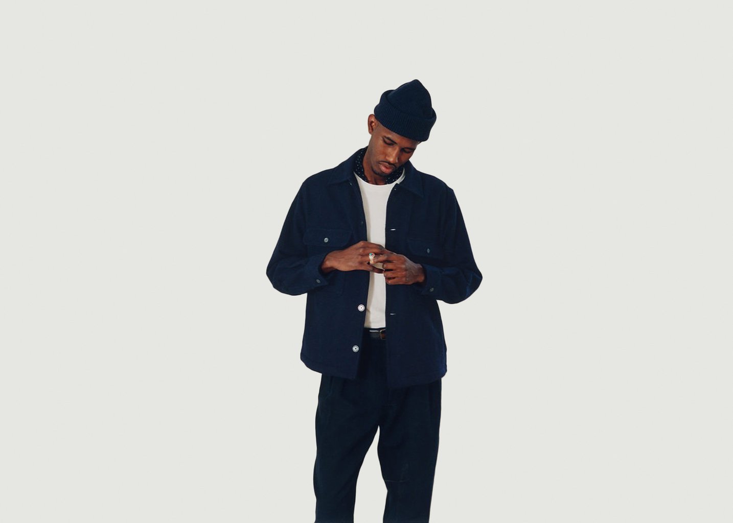 L'exception Blouson Worker En Laine Bleu Marine Later