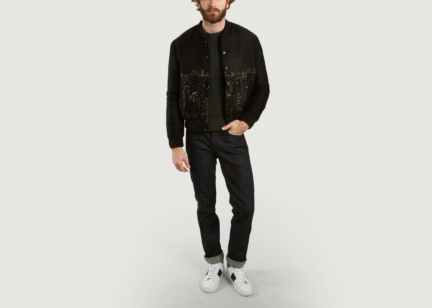 l'exception Bomber Jacquard Empire State Noir M.X Maxime Simoëns