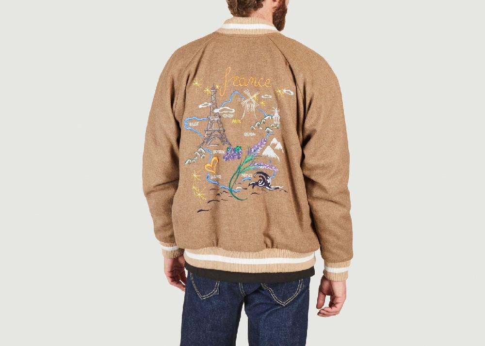 L'exception Bomber Réversible Avec Broderies France Japan Beige Kenzo