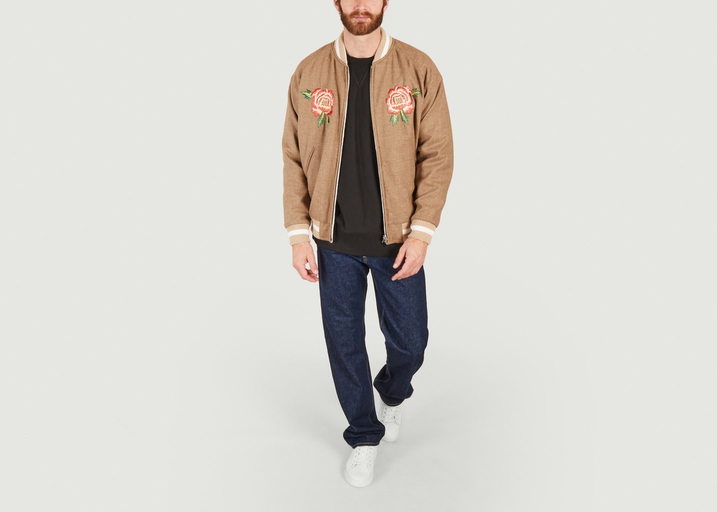 L'exception Bomber Réversible Avec Broderies France Japan Beige Kenzo