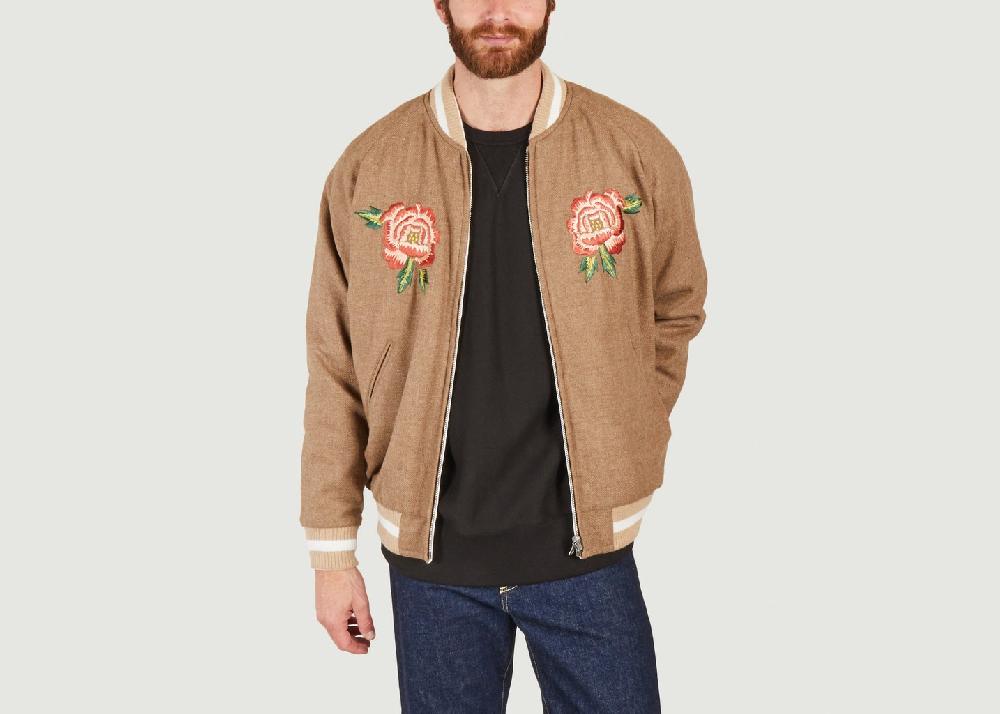 l'exception Bomber réversible avec broderies France Japan Beige Kenzo