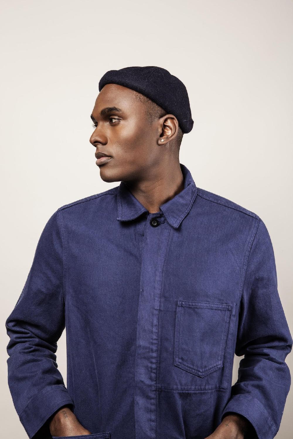 L'exception Bonnet Miki Docker Beanie Bleu Marine Béton Ciré