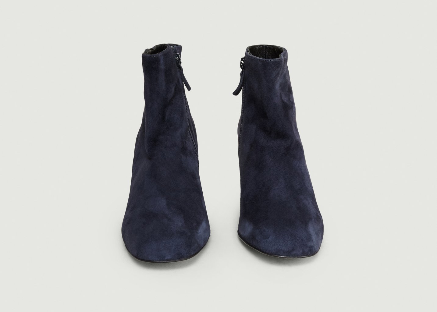 L'exception Boots En Cuir Velours April Bleu Marine Craie