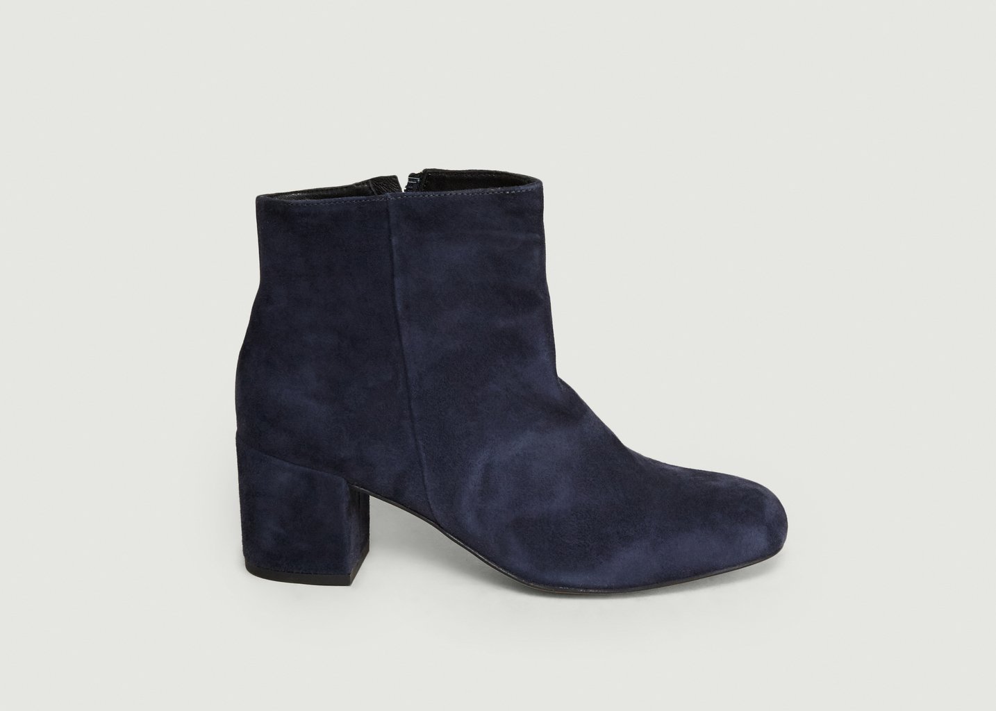 L'exception Boots En Cuir Velours April Bleu Marine Craie