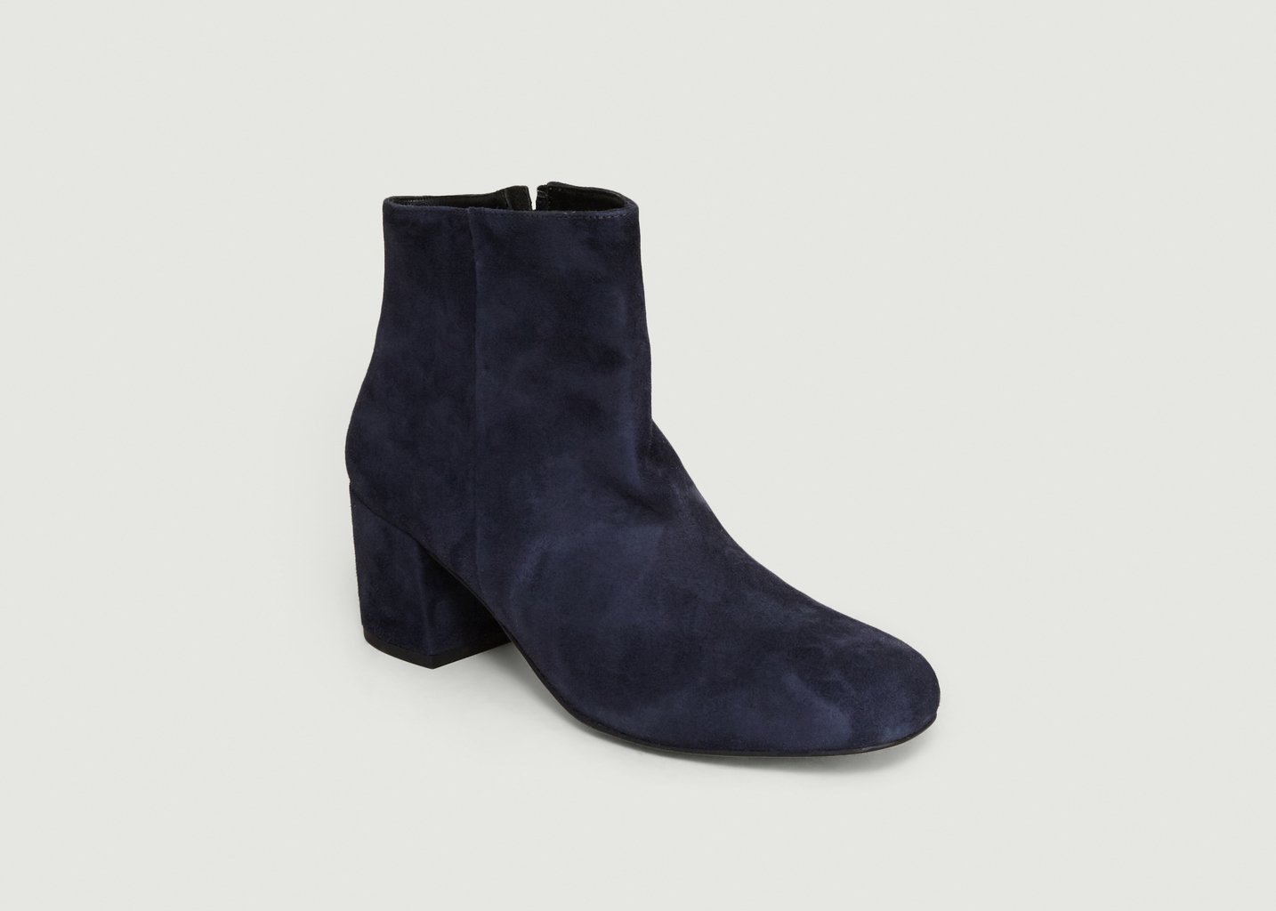 l'exception Boots En Cuir Velours April Bleu Marine Craie