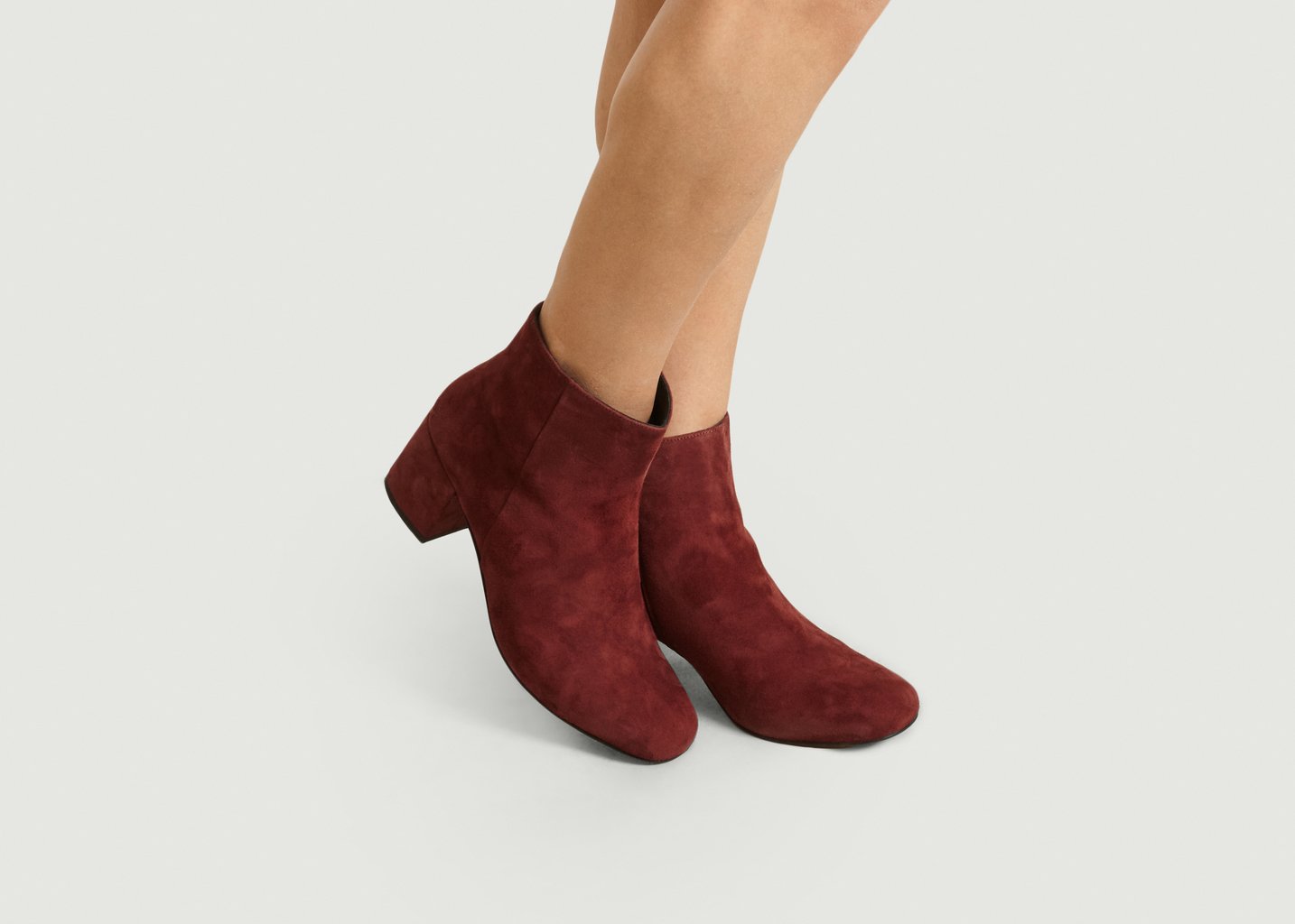 L'exception Boots En Cuir Velours April Rouge Craie