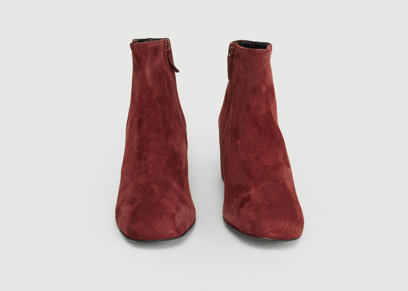 L'exception Boots En Cuir Velours April Rouge Craie