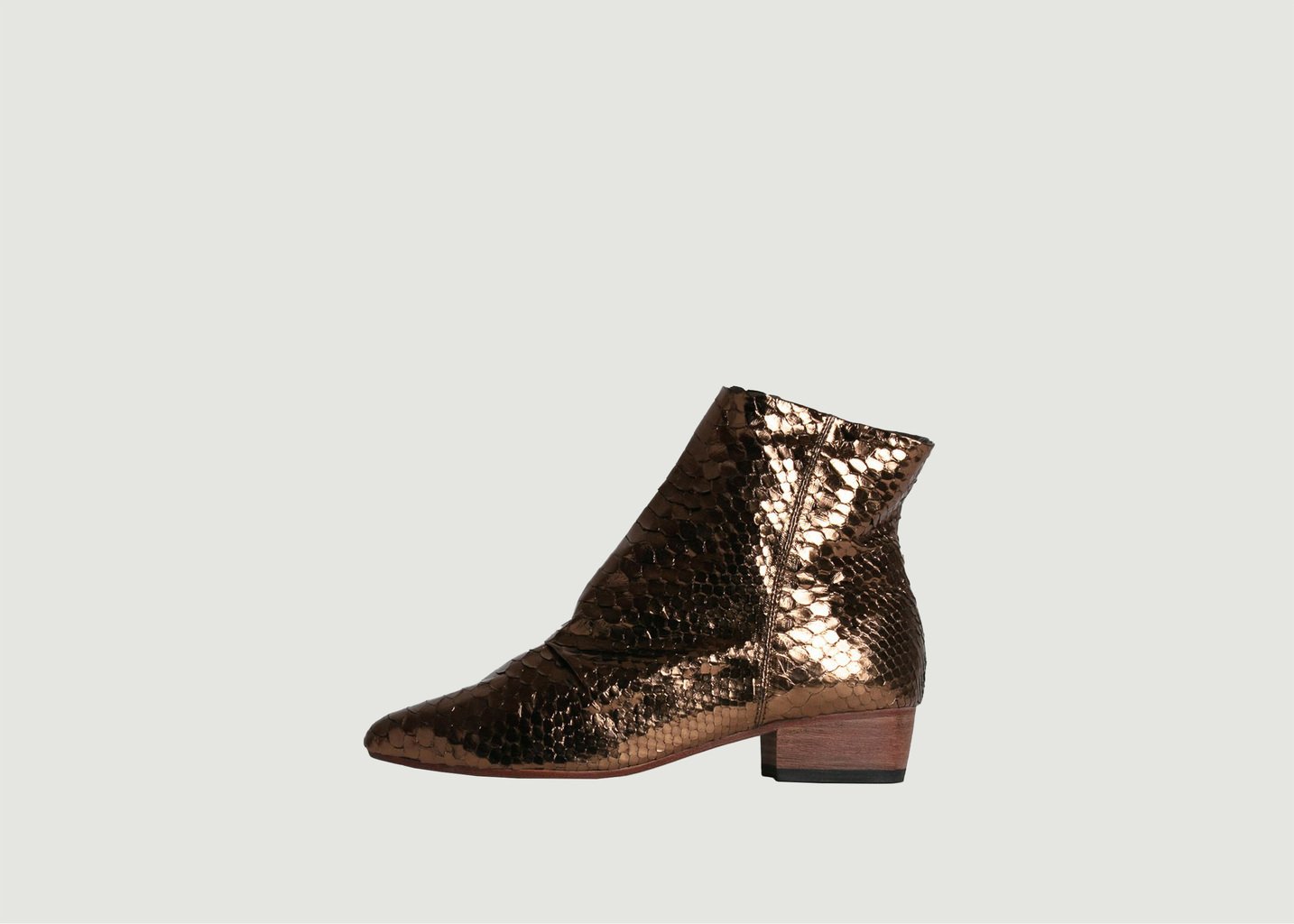 L'exception Boots Plates En Cuir De Python Yoko Cuivre Karma Koma