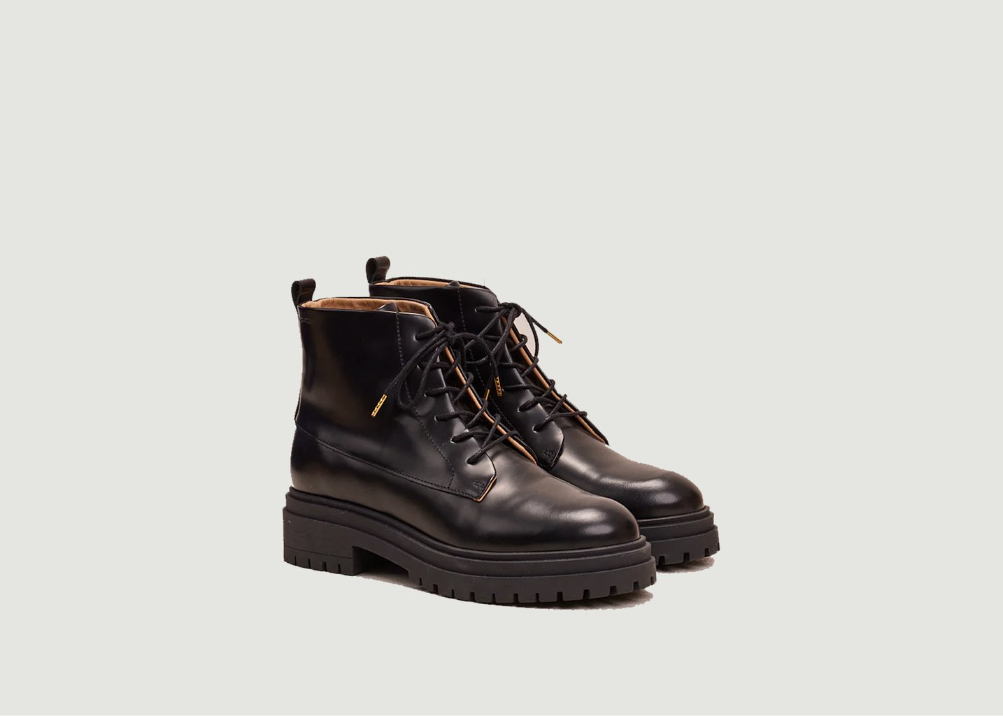 l'exception Bottines à lacets Bérénice cuir box Noir Odaje ex M.Moustache