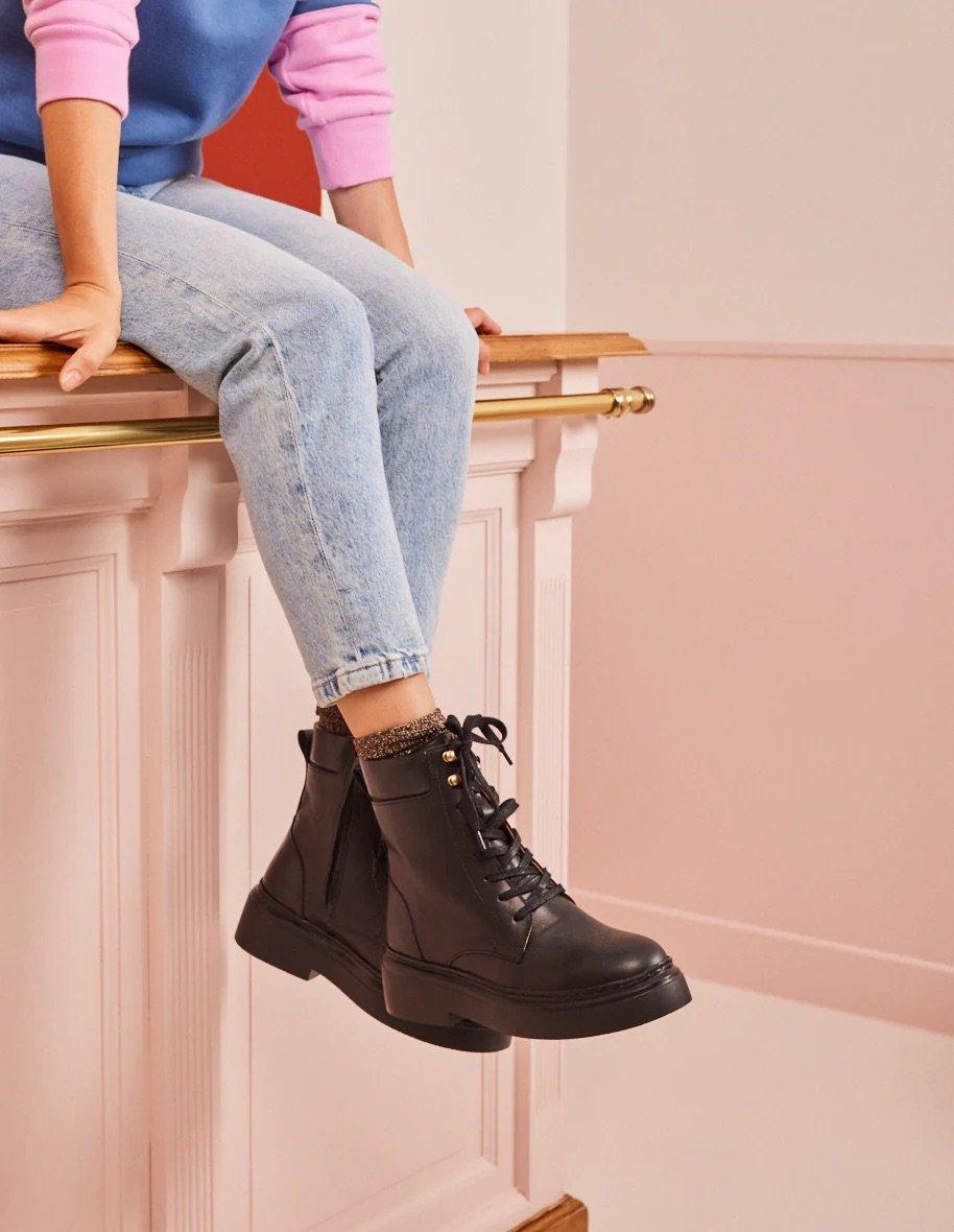 L'exception Bottines à Lacets Océane Noir Odaje Ex M.Moustache