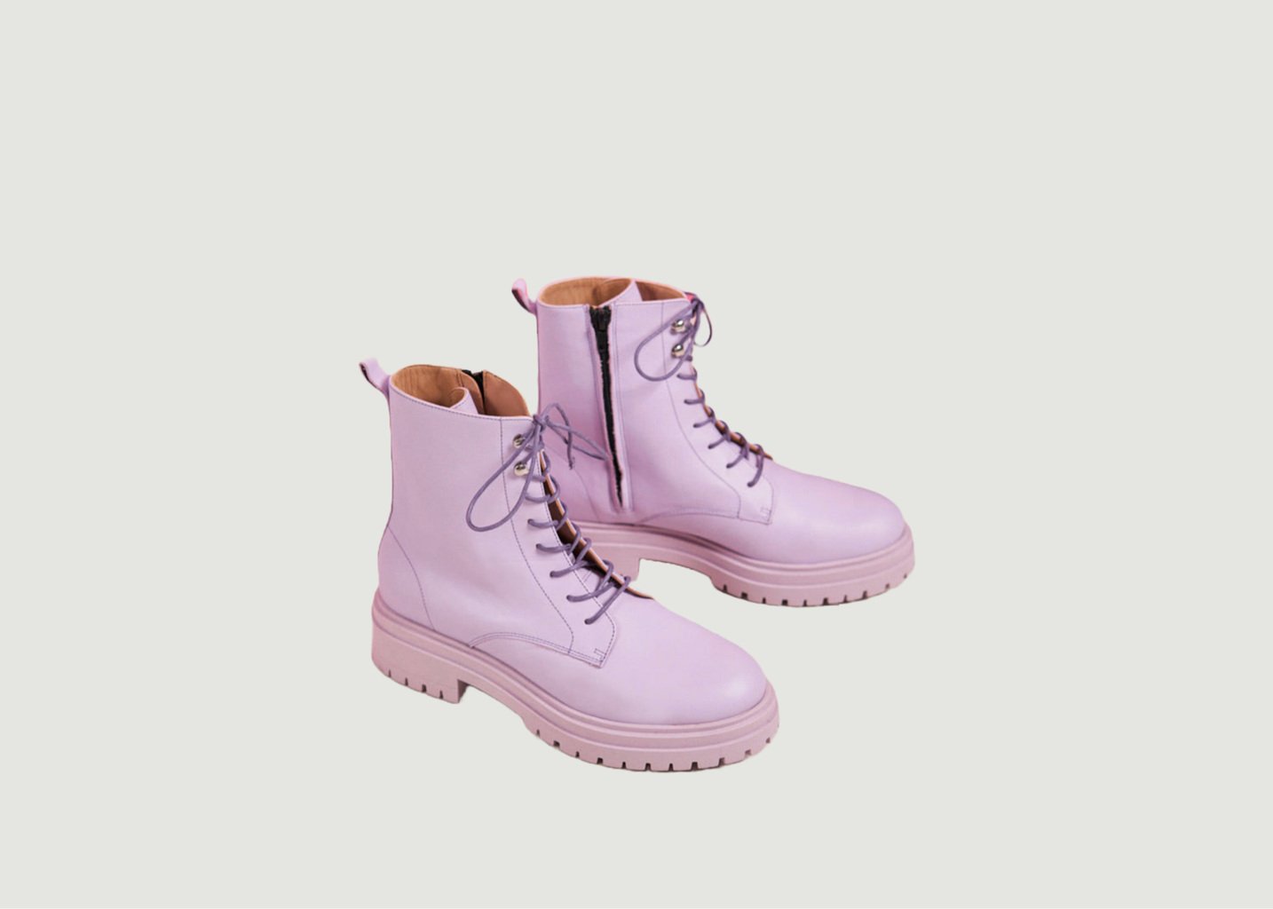 l'exception Bottines à lacets Salomé cuir Lilas Odaje ex M.Moustache