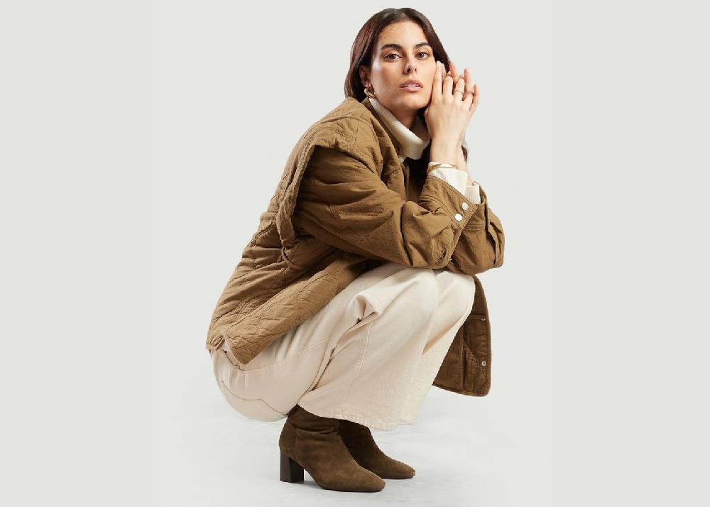 L'exception Bottines À Talons Brune Khaki Odaje Ex M.Moustache