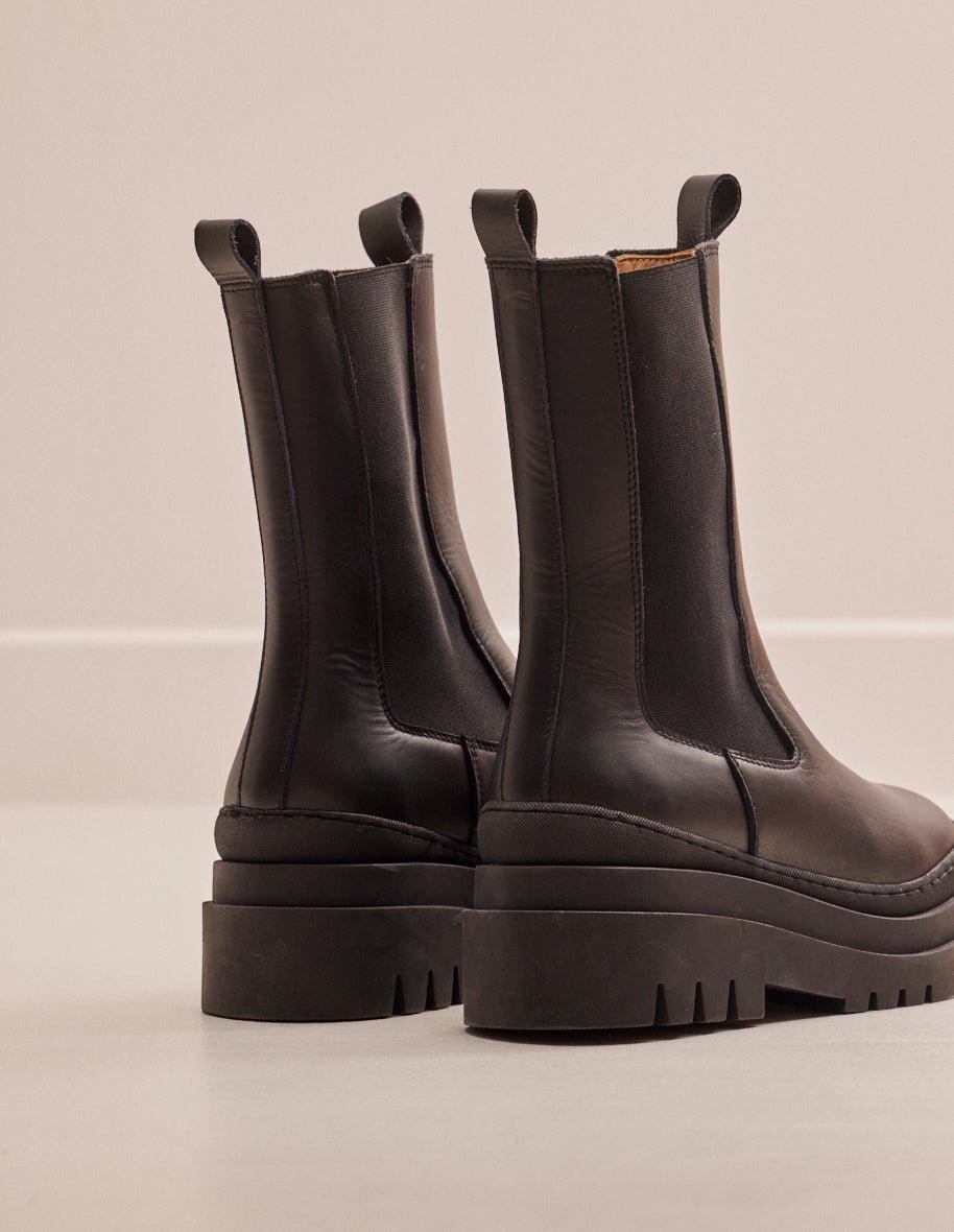 L'exception Bottines Agatha Cuir Noir Odaje Ex M.Moustache