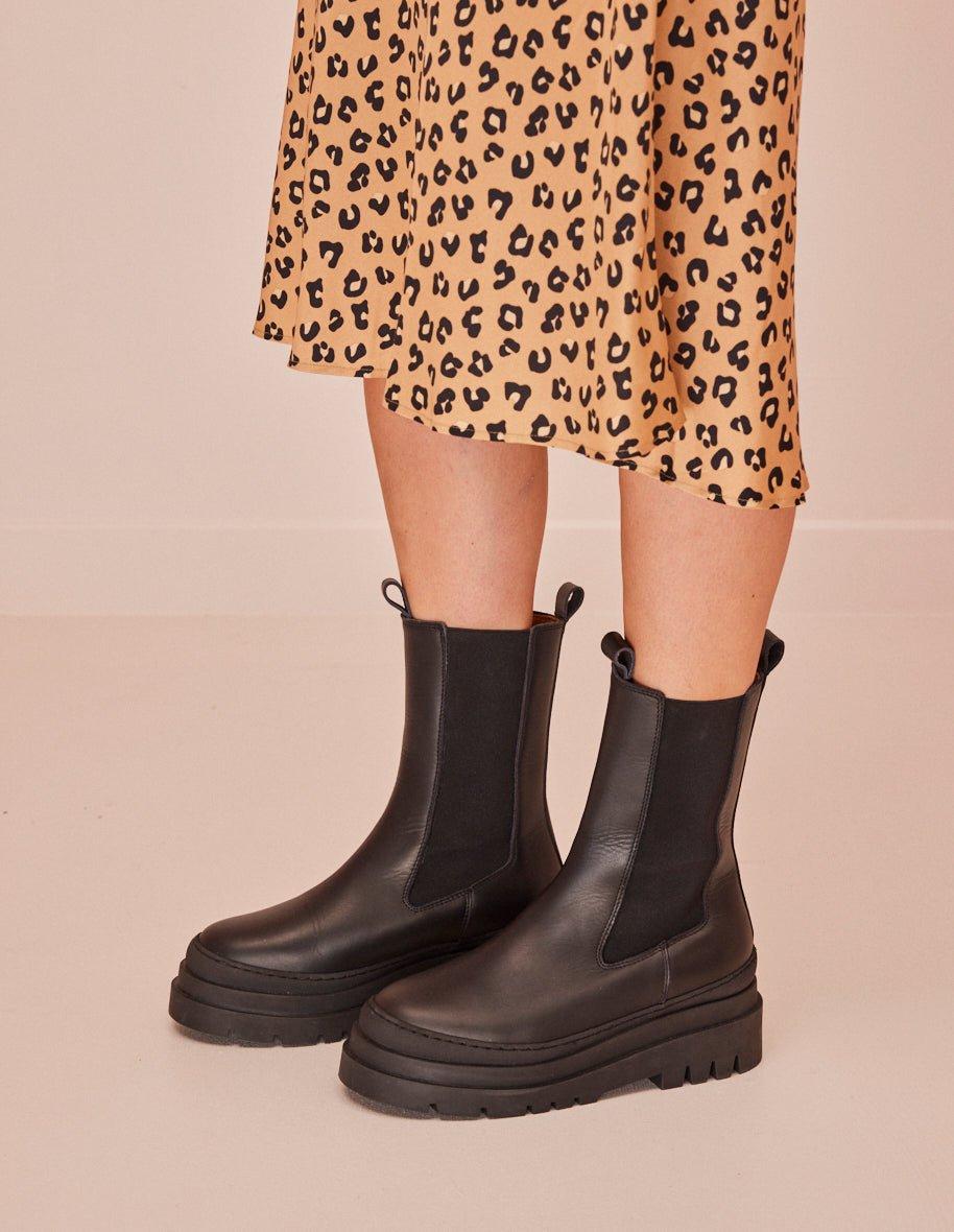 L'exception Bottines Agatha Cuir Noir Odaje Ex M.Moustache