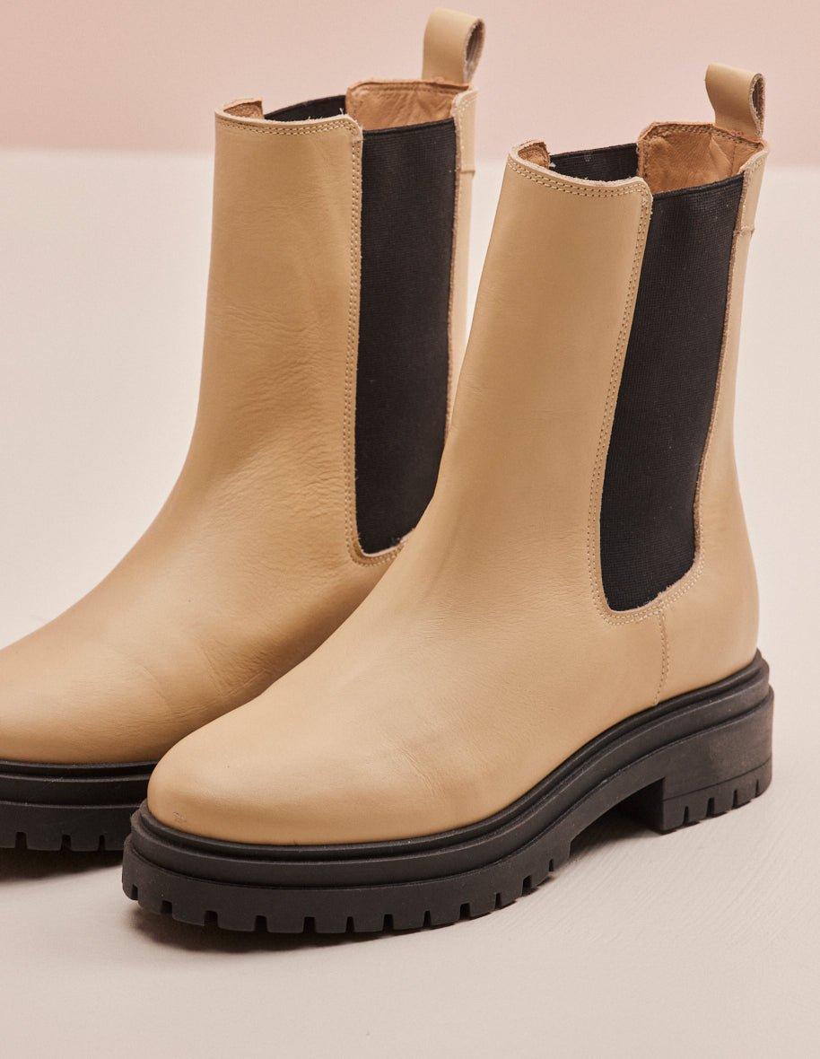 L'exception Bottines Amélie Cuir Ecru Odaje Ex M.Moustache