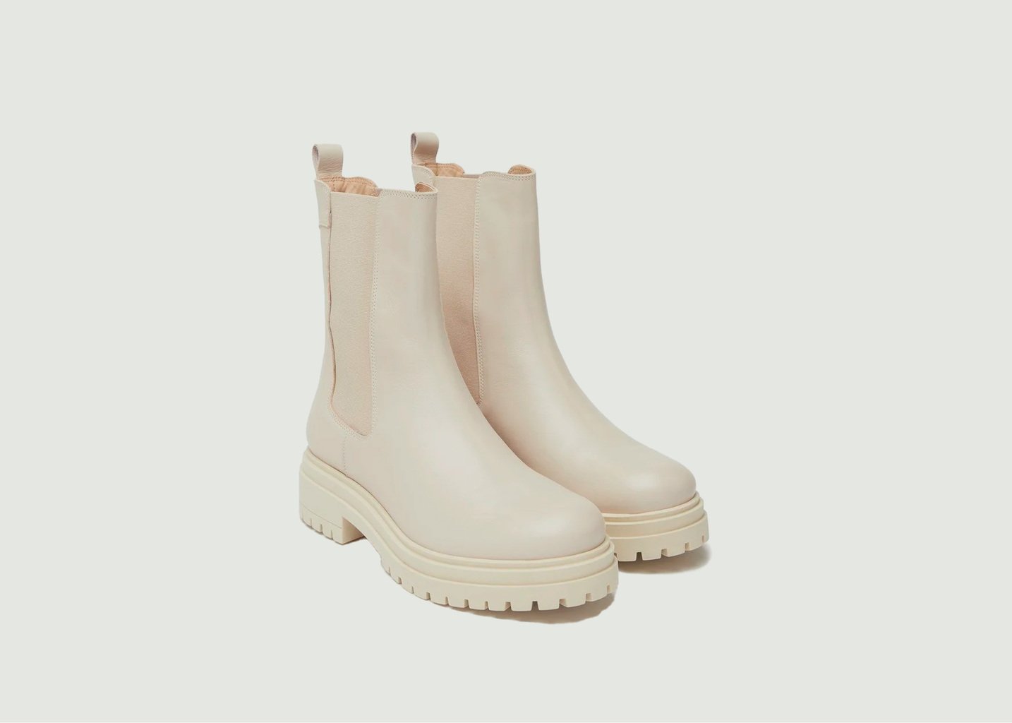 L'exception Bottines Amélie En Cuir Ecru Odaje Ex M.Moustache