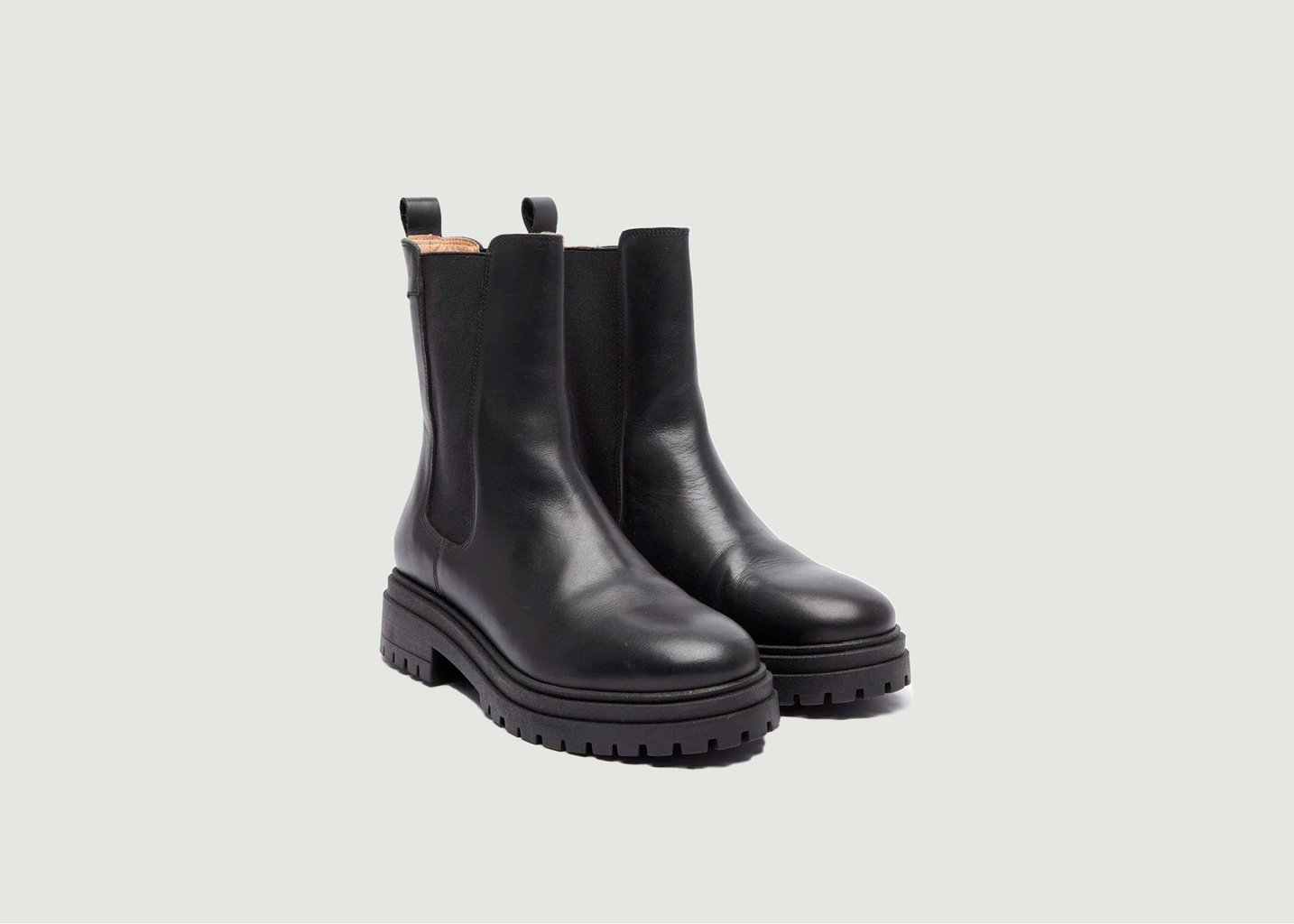 L'exception Bottines Amélie En Cuir Noir Odaje Ex M.Moustache