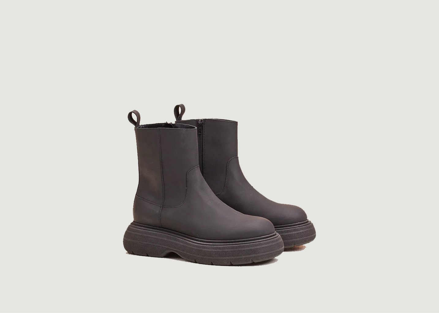 l'exception Bottines en cuir effet caoutchouc à plateforme Lina Noir Odaje ex M.Moustache