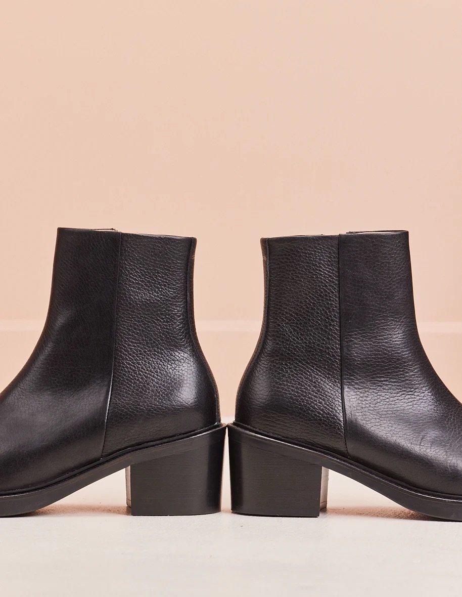L'exception Bottines En Cuir Grainé Véronique Noir Odaje Ex M.Moustache
